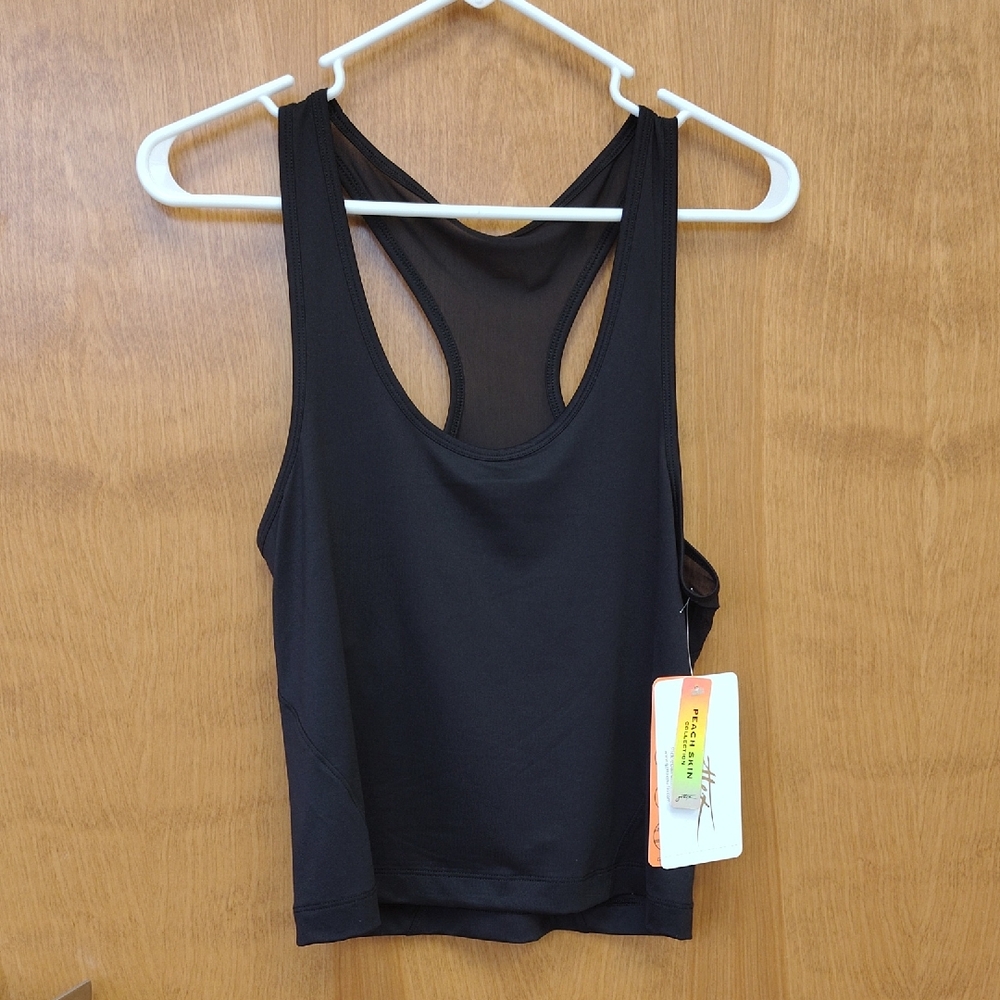 Gottex Peach Skin Collection Black Racer Back Tank